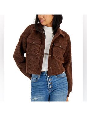 Hippie Rose Brown Teddy Shacket Small Faux Fur